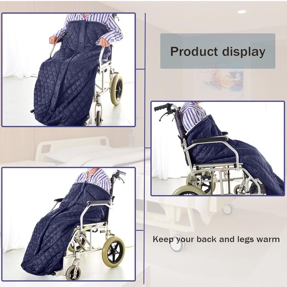 NWOT Blue Lower Wheelchair Warm Lightweight Soft Pile & Taffeta Blanket w/Zipper - Picture 5 of 8